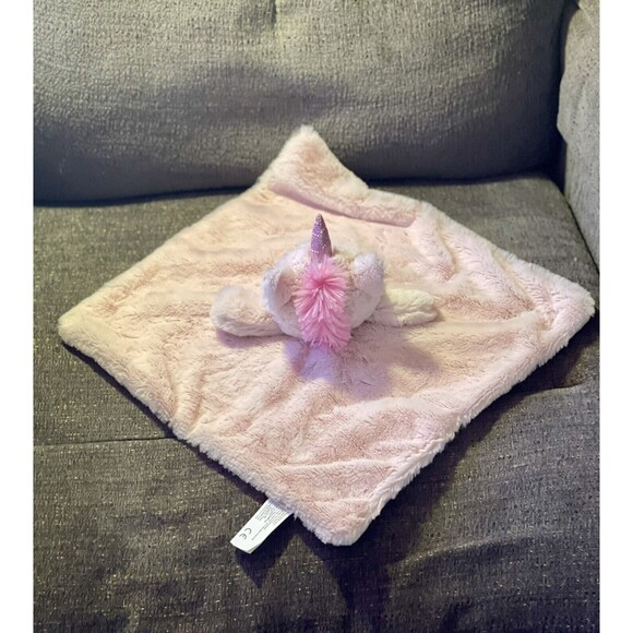 Kellytoy Lovey Baby Security Blanket Pink Fluffy Unicorn Rattle Square Soother - Picture 5 of 5